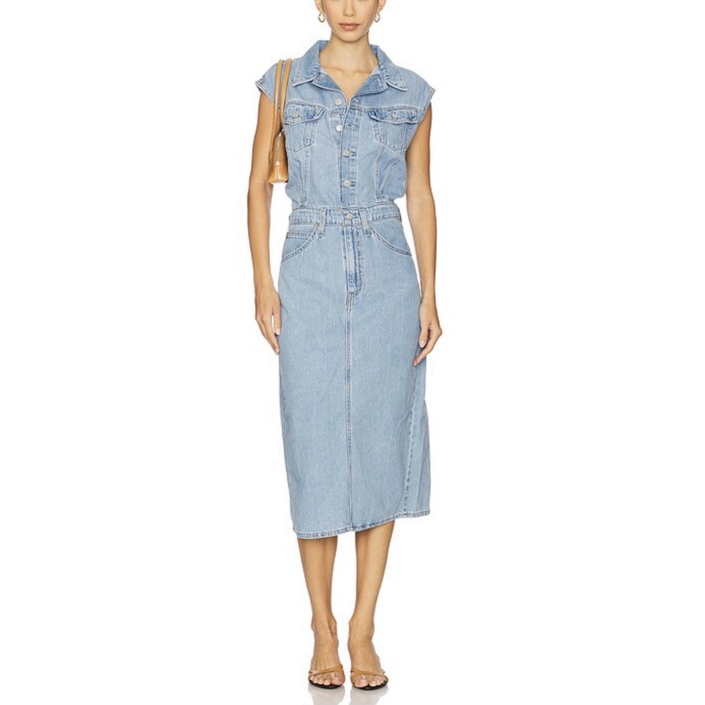 NWT Levi's Premium Iconic Denim Midi Dress Sz M Sleeveless Coastal Cowgirl Y2K